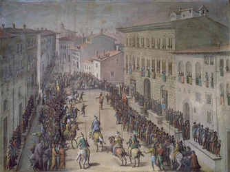 De Saraceense steekspel in Via Larga, Florence, 1555